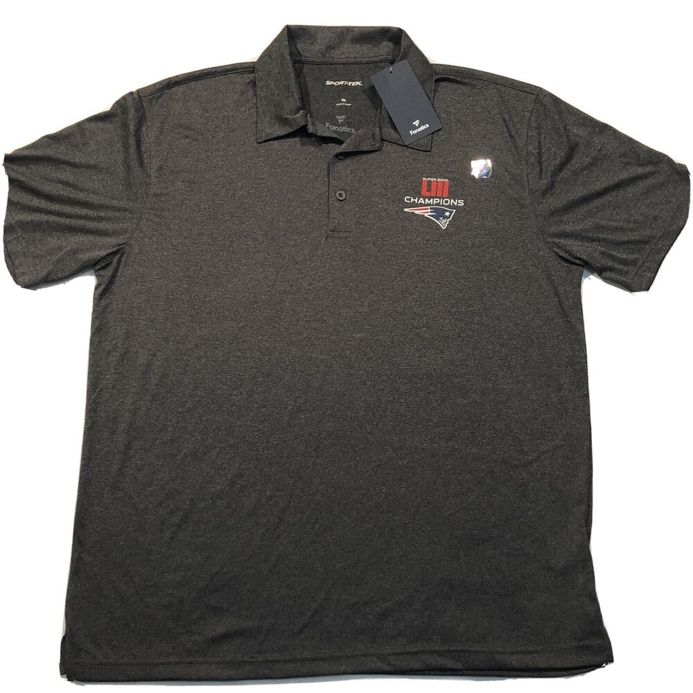 New England Patriots Polo Shirt Men's XL Gray Super Bowl 53 Champions Polyester